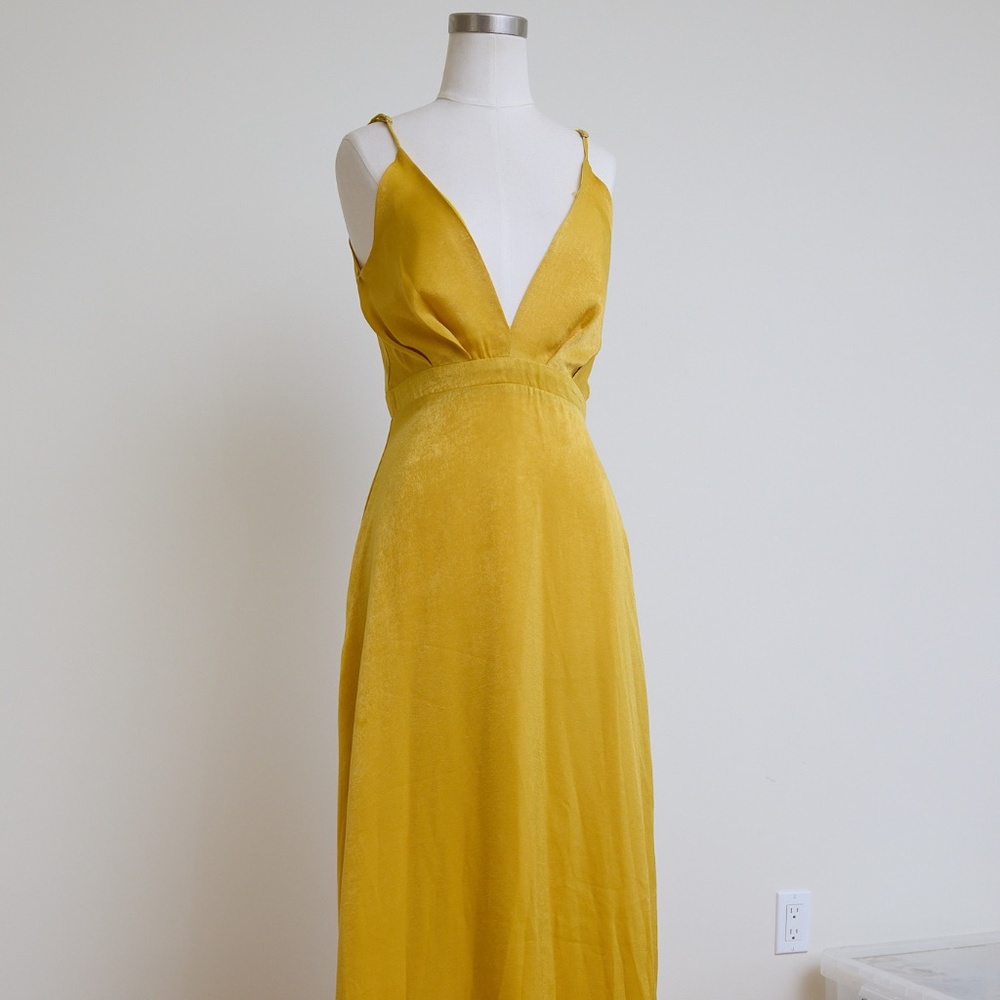 Golden satin dress